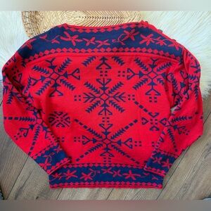 Obermeyer Blue Red Wool Aztec Snowflake Sweater Size Medium